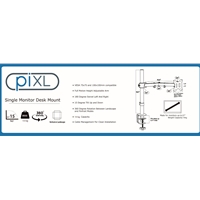 piXL Desk-Mounted Fully-Adjustable Single Monitor Arm for Screens up to 32 inch with VESA Mount & Built-In Cable Management - Image 3