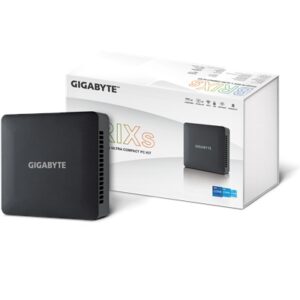Gigabyte BRIX (GB-BRI7H-1355) Barebone Kit, Intel Core i7-1355U 5.0GHz 10 Core CPU, 2 x DDR4 SO-DIMM Slots, 1 x M.2 2280 Slot, 1x 2.5" SATA Slot, Wi-Fi 6 & Bluetooth 5.2