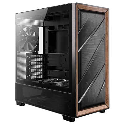 Antec FLUX Mid Tower PC Case - Tempered Glass, Black/Wood, 5 PWM Fans ...