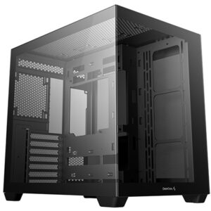 DeepCool CG530 Dual-Chamber Mid Tower Case, Tempered Glass Panels, Advanced Cooling Support, Exceptional Cable Management, Black