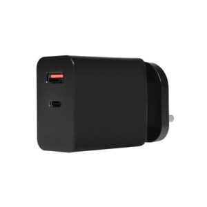 Powercool GaN 65W USB-C and USB-A Charger With 1.7m USB C To USB C Cable Included, Black