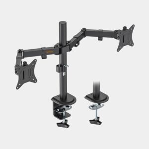 VonHaus Dual Monitor Stand for 13-32 Inch Screens, Twin Monitor Mount with Desk Clamp, Height Adjustable, Easy Assemble Stand with Full Tilt, Rotation & Swivel Arms, VESA 75x75 & 100x100mm