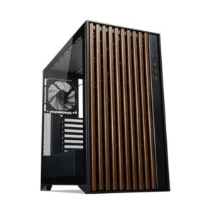 TecWare Timber ATX PC Case, High Airflow Mid Tower with Wood Front Panel, 4 Pre-Installed 120mm Fans, Tool-Free Dual Glass Panels, USB-C, Supports 360mm Radiators, ATX/mATX/ITX - Black