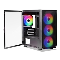 Tecware Forge M Omni Micro-ATX Case - Key-Lockable Tempered Glass, High-Airflow Mesh Front, 4 x 120mm Fans Pre-Installed, mATX/ITX Support, Black - Image 4
