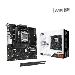 ASRock A620AM PRO-A WIFI AMD Socket AM5 Motherboard, 4 x DDR5 Slots, 3x M.2 Socket, 2.5GbE LAN, Wi-Fi 6E, 1x HDMI Port