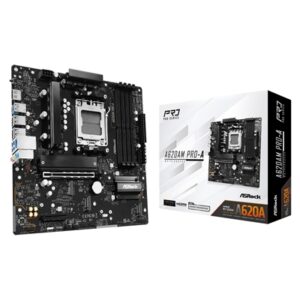ASRock A620AM PRO-A AMD Socket AM5 Motherboard, 4x DDR5 Slots, 3x M.2 Socket, 2.5GbE LAN, 1x HDMI Port