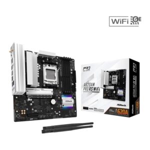 ASRock A620AM Pro RS WiFi AMD Socket AM5 Motherboard, 4x DDR5 Slots, 3x M.2 Socket, 2.5GbE LAN, Wi-Fi 6E, 1x HDMI Port / 1x DisplayPort
