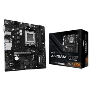 ASRock A620AM-HVS AMD AM5 Socket Motherboard, Micro-ATX, 2x DDR5 Slots, 2x M.2 Socket, GbE LAN, 1x D-Sub / 1x HDMI Port