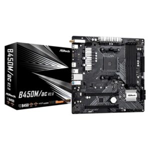 ASRock B450M/ac R2.0 Super Alloy AM4 Socket Motherboard, Micro ATX, 4x DDR4 Slots, 1 x M.2 Socket, GbE LAN, 1x HDMI Port