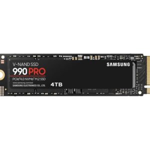 Samsung 990 PRO(MZ-V9P4T0BW ) 4TB NVMe SSD, PCIe Gen4, M.2 Interface, 2280, Read 7450 MB/s, Write 6900 MB/s, 5 Year Warranty
