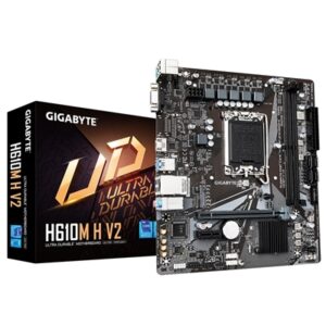Gigabyte H610M H V2 (Rev. 1.0) Intel 1700 Socket Motherboard, Micro-ATX, 2x DDR5 Slots, 1x M.2 Socket, GbE LAN, 1x D-Sub / 1x HDMI Port