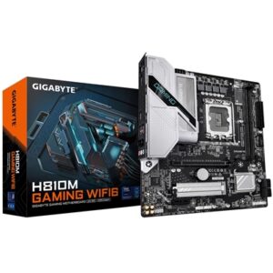 Gigabyte H810M GAMING WIFI6 Intel 1851 Socket Motherboard, Micro-ATX, 2x DDR5 Slots, 1x M.2 Socket, Fitted I/O Shield, 2.5GbE LAN, Wi-Fi 6, 1x DisplayPort / 1x HDMI Port