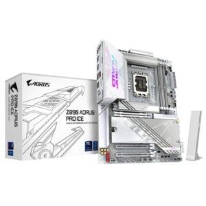 Gigabyte Z890 AORUS PRO ICE Intel 1851 Socket Motherboard, ATX, 4x DDR5 Slots, 5x M.2 Sockets, Fitted I/O Shield, 5GbE LAN, Wi-Fi 7, 2x USB-C (USB4)