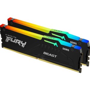Kingston FURY Beast KF560C36BBE2AK2-32 32GB (2x 16GB) DIMM System Memory, 6000MHz, DDR5, CL36, Black, RGB, Intel XMP, AMD EXPO