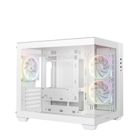 DeepCool CG330 3F ARGB Dual-Chamber Micro-ATX Tower Case, Tempered Glass Panels, 3 x 120mm ARGB Fans, USB 3.0, ITX/Micro-ATX, White - Image 2