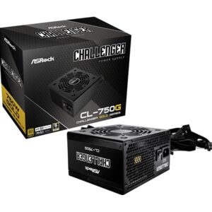 ASRock CL-750G 750W ATX Power Supply Unit, 80 PLUS GOLD Certified, 120mm Golf-Blade Fan, High Efficiency PSU