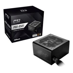 ASRock PRO-650B 650B ATX Power Supply Unit, 80 PLUS Bronze Certified, Low noise 120mm FAN, High Efficiency PSU