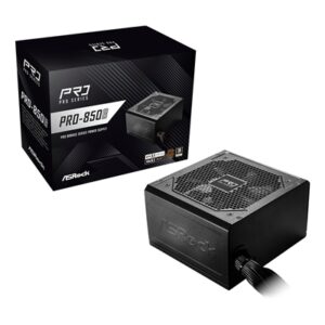 ASRock PRO-850B 850W ATX Power Supply Unit, 80 Plus Bronze Certified, 120mm Silent Cooling Fan, High Efficiency PSU