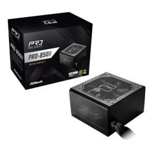 ASRock PRO-850G 850W ATX Power Supply Unit, 80 Plus Gold Certified, 120mm Silent Cooling Fan, High Efficiency PSU