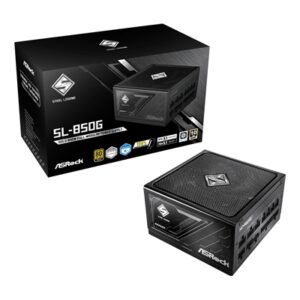 ASRock Steel Legend SL-850G 850W ATX Power Supply Unit, 80 Plus Gold Certified, 120mm Silent Cooling Fan, High Efficiency PSU