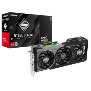ASRock AMD Radeon RX 9070 GRE Steel Legend Dark OC 12GB GDDR6 Graphics Card, 3072 Streams, 2340MHz Core Clock, Triple Fan, 3x DisplayPorts / 1x HDMI Port